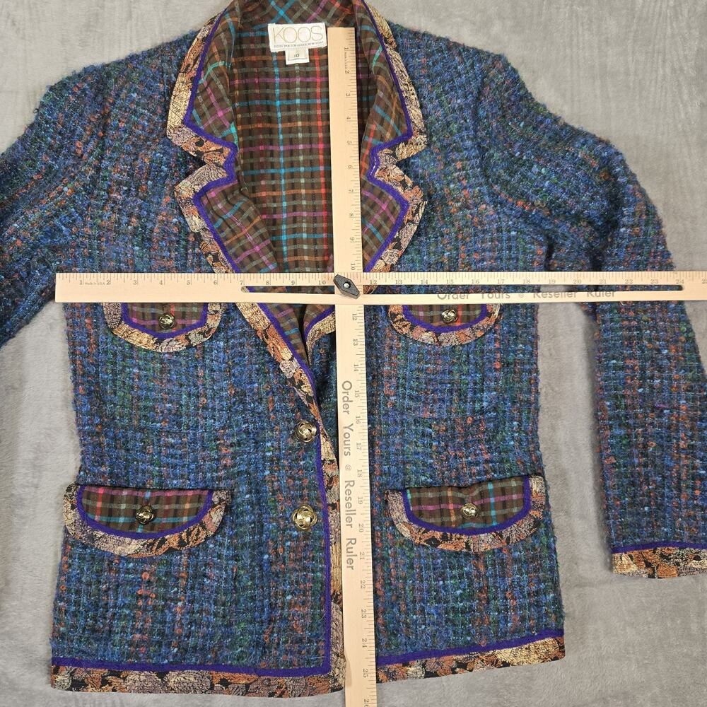 KOOS Van Den Akker Women’s 100% Wool Tweed Jacket Blazer Sz 10 Multicolor Artsy - Picture 12 of 14